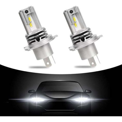 2er-Pack H4 LED-Lampen, 6500K Weiß, 60W Extrem hell, Plug-and-Play 12V Scheinwerfer für Autos und Motorräder