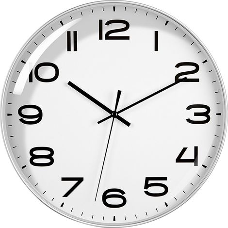 Horloge de bureau 30 cm (12 pouces) à quartz, mouvement simple et silencieux, en ABS écologique, inodore et durable, pour chambre ou bureau, panneau et cadre blancs. (1/5)