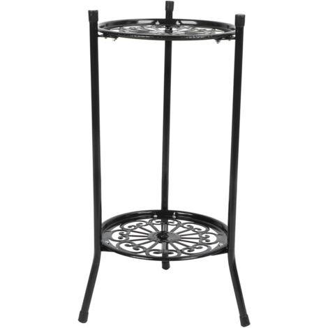 QORVA- Support de plante en métal à 2 niveaux support de pot de fleur présentoir décoration de la maison accessoires de jardinnoir (1/5)