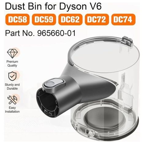Poubelle Collecteur Réservoir pour Dyson V6 Bac à Poussière Pièces Détachées DC58 DC59 DC62 DC74 Accessoire Conteneur Cuve Rechange pour Aspirateur Accessoires Dustbin (1/3)