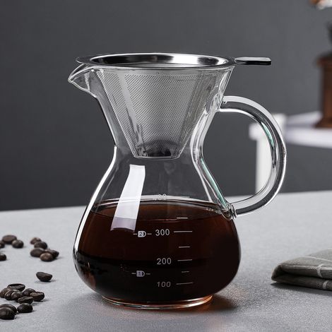 Cafetière en verre borosilicaté, ensemble d'ustensiles pour café filtre, cafetière goutte à goutte domestique, pot de filtration pour café froid (1/3)