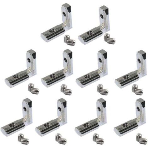 20 PièCes SéRies Fente en T IntéRieur L à L'IntéRieur Du Connecteur D'Angle Support de Joint pour Profilé D'Extrusion D'Aluminium 2020 SéRie 6 Mm (1/4)