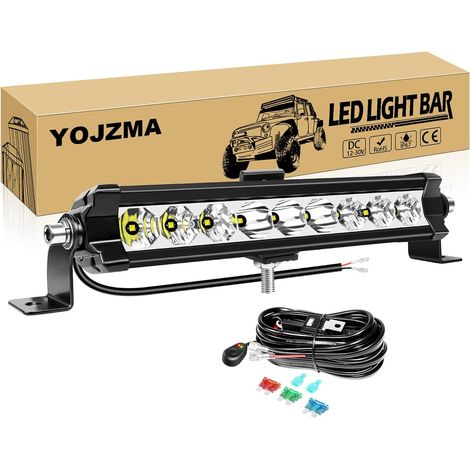 11 pouces 30W Barre lumineuse à LED, Lumière de Travail avec Câble  rangée simple, 3000LM, 12V/24V, Spot+Flood, Blanc 6000K, IP67 étanche, pour conduite tout-terrain, 4x4, Véhicules, camion (1/5)