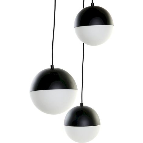 Suspension élégance verre et métal bicolore - Noir et blanc en harmonie (1/4)