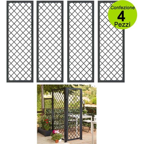 Multipack 4 pz tralicci fissi 0,60 x h 1,80 metri con cornice in metallo stell trellis colore antracite