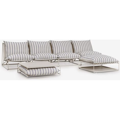 Set da giardino Amaro con divano modulare da 4 pezzi, tavolino laterale e pouf trasformabile SKLUM            