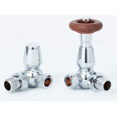 Oxford Traditional Chrome Corner Thermostatic TRV Radiator Valve 1/2 - 15mm central heating Column, panel, flat tube, designer rads (1/3)