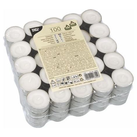 BOUGIE CHAUFFE PLAT BLANC VE=100 UNITÉS PAPSTAR 13302