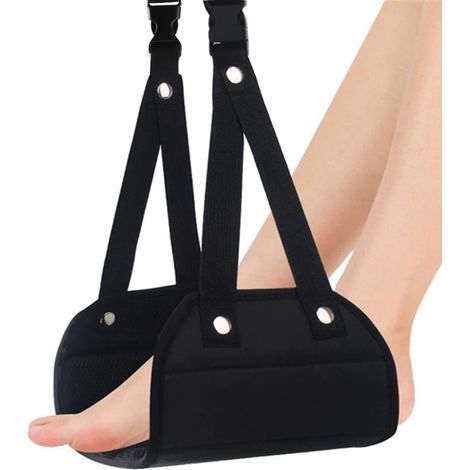 Repose-pieds - Pieds suspendus - Hamac lisse - Portable - Noir