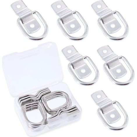 Lot de 6 ancrages d'arrimage en Acier Inoxydable avec Anneau en D de 0,6 cm pour Charges sur camions, remorques, Bateaux, Camping-Cars, camionnettes (1/5)