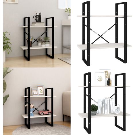 Bücherregal 2 Böden Weiß 60x30x70 cm Massivholz Kiefer - Bücherregal - Regal - Holzmöbel - Kiefernholz - Weißes Bücherregal - Home & Living