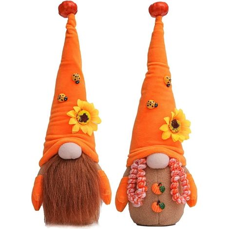 Lot de 2 gnomes en peluche pour Thanksgiving, gnomes d'automne (Monsieur et Madame), décorations de table scandinaves, cadeau de pendaison de crémaillère pour les amoureux (1/5)