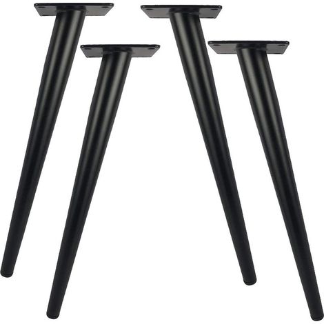 Lot de 4 pieds de table en métal noir 30 cm – Capacité 800 kg – Design conique moderne – Vis de montage inclus (1/5)