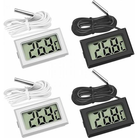 Mini-Digital-LCD-Thermometer mit Temperaturfühler (2x Schwarz, 2x Weiß)