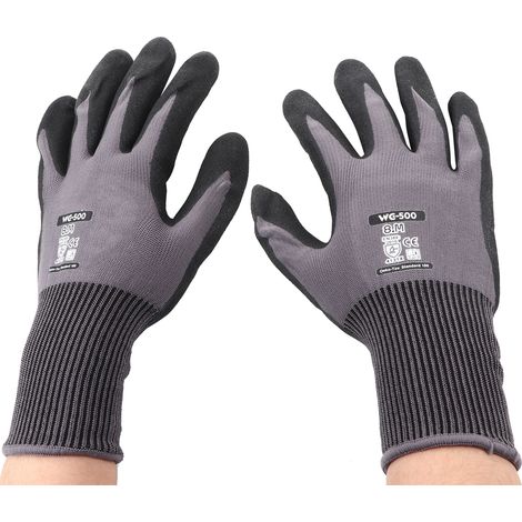 Gants de sécurité Wonder Grip WG-500 M, nitrile double couche antidérapants et résistants aux coupures pour travaux humides (1/3)