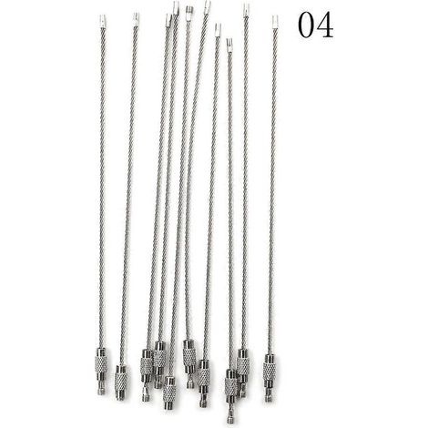 Lot de 10 porte-clés EDC en fil de fer avec vis, anneau pour corde à bagages et antivol de roue, avec outil pour jante et câble porte-clés en acier.