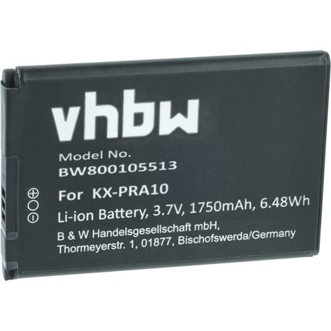 vhbw Battery Replacement for Panasonic KX-PRA10, KX-PRA10EX for Wireless Landline Phone (1750 mAh, 3.7 V, Li-ion)