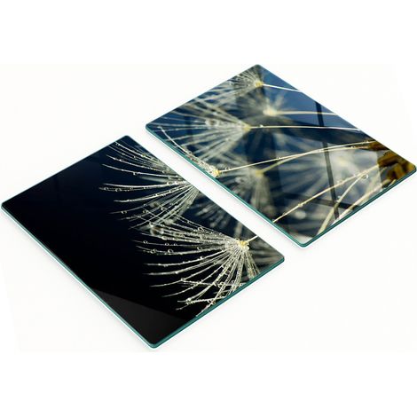 Tablas decorativas de cristal para servir aperitivos con dise帽o de diente de le贸n, 2x40x52 cm.