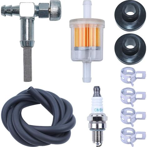 Vanne d'arrêt du réservoir de carburant Bougie pour MTD Troy Bilt pour Cub Cadet pour Toro Craftsman, Vanne d'arrêt du réservoir de carburant, Bougie, Tuyau de carburant, Joint, Colliers (1/5)