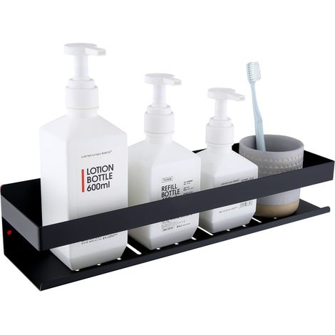 Étagère de Douche Auto-adhésif, Étagère Salle de Bain sans Perçage SUS304 Acier Inoxydable Adhésive Panier de Douche, Noir Mat 40CM (1/5)