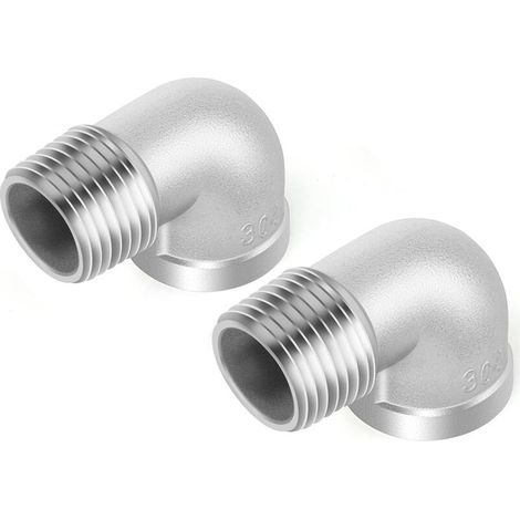 2-piece 90-degree elbow made of 304 stainless steel, BSP female x male threaded pipe fitting, 1/2" molded elbow fitting for industrial plumbing and gardening (1/5)