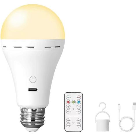 Ampoule LED, culot E26, rechargeable, télécommande, alimentée par piles, 3 couleurs, pour une utilisation résidentielle, commerciale et d'entretien électrique.-AquaForge (1/5)