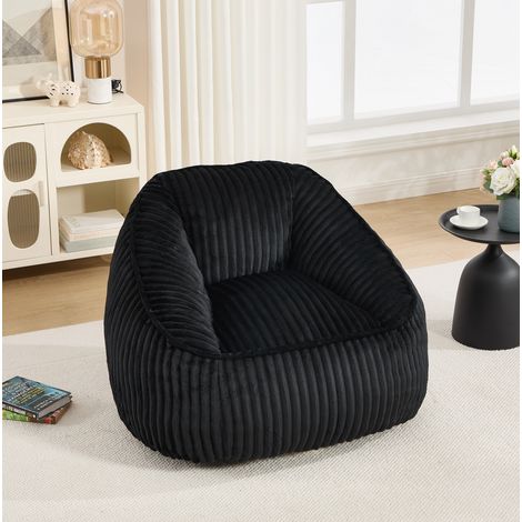 Fauteuil pouf en chenille 46x43x29 cm, léger et confortable, pour salon chambre et coin lecture, noir
