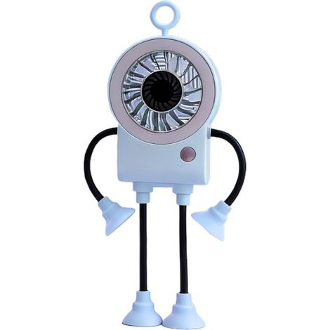 JSSEVN - Petit ventilateur de bureau rechargeable en forme de robot et lumière LED avec ventouses pour maison, cuisine, chambre, résidence extérieure Play (1/5)