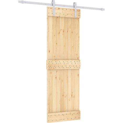 Schiebetür Natürlich und Weiß 70 x 210 cm Massivkiefer vidaXL