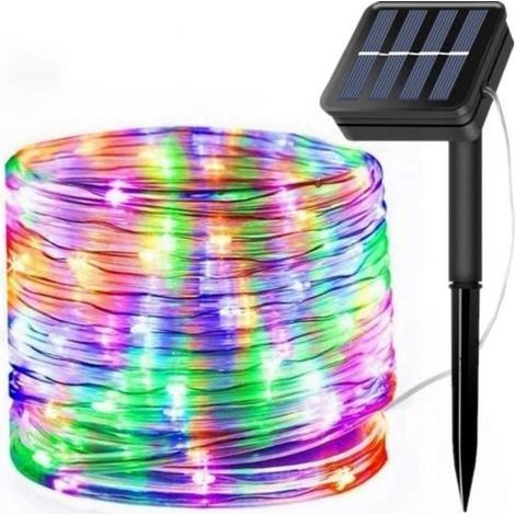 Solar-powered light garland - 12 meters - 100 multicolor LEDs - Waterproof - Colorful