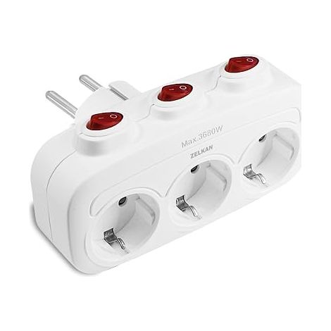 Multiprise avec Interrupteur Indépendant - Multiprises avec 3 Prises Horizontales - Multiprise Murale sans Câble - Prise Multiple - Blanc (1/5)