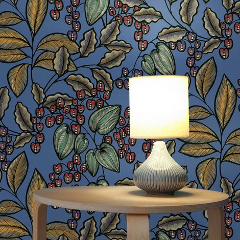 TADESSI Tapete Blumen Mario M1-No.1446 Vliestapete Blau Gelb Floral Natur Wohnzimmer Schlafzimmer Küche (1/5)