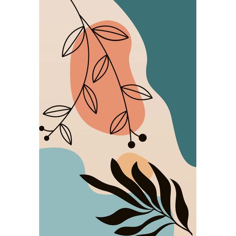 Papier peint panoramique - Feuilles Boho - 170 cm x 255 cm (1/2)