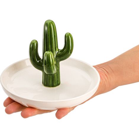Porte-bagues Cactus en céramique – Plateau à bijoux vert pour bagues, boucles d'oreilles, bracelets et colliers (1/5)