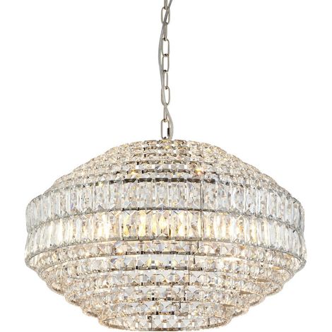 Merano Aversa Plafonnier suspendu plaque de nickel brillant, verre cristal clair (1/5)