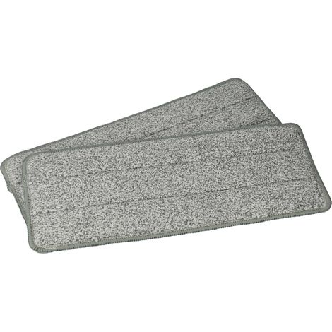 vhbw 2x testina pulente compatibile con Clean Maxx 09996 mocio, lavapavimenti - poliestere, grigio / bianco