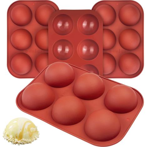 4 Pièces Moule Demi Sphere Silicone, 6 Trous Ø 5,4 cm, Antiadhésif, Résistant Chaud Froid, Pâtisserie Chocolat (1/5)