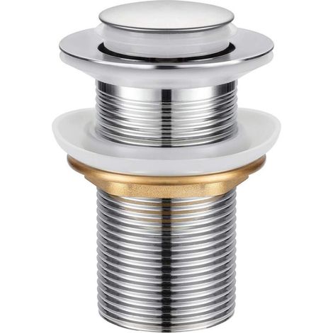 Bonde de Lavabo, Universel Bonde Pop-up sans Trop-plein Bonde de Vidage Automatique avec Bouchon de Vidange sans Tirette à Clapet Push Open en Inox (1/4)