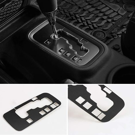 (Noir) Cache de cadre de levier de vitesses, panneau de boîte de vitesses, compatible avec Jeep Wrangler 2012-2018 JK JKU Unlimited Sport Sahara Freedom Rubicon (1/5)
