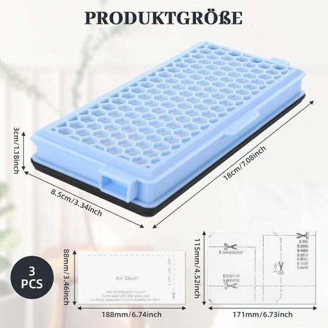 3 HEPA-Filter und Motor kompatibel mit Miele Kompaktstaubsaugern der Serien C1, C2 und C3, S4000, S5000, S6000, S8000, S8340 und S8360 (1/3)