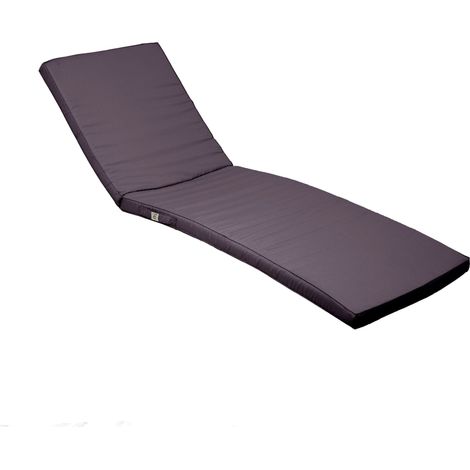 Matelas Bain de Soleil 185x60 Gris Carbone - Déhoussable & Imperméable (Transat)