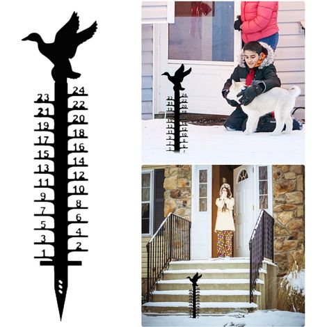 Jauge à Neige - 60 cm - En Fer Forgé - Pour Jardin Extérieur - Lecture Réfléchissante - Échelle en Centimètres - 1 Pièce (1/3)