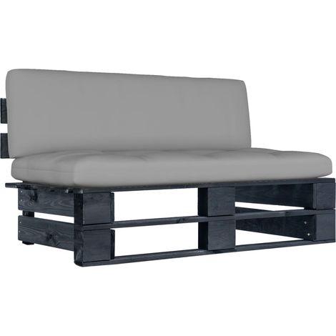 Garten-Paletten-Mittelsofa Schwarz Imprägniertes Kiefernholz (1/5)