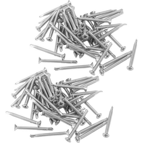 100 Vis à tête fraisée croisée en acier inoxydable 304, vis autoforeuses longueur nominale 50mm, filetage M4.8-16 (1/5)