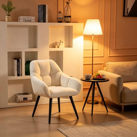 Fauteuil lounge design moderne avec dossier, chaise d'appoint pour salon (lot de 1 pièce) (1/4)