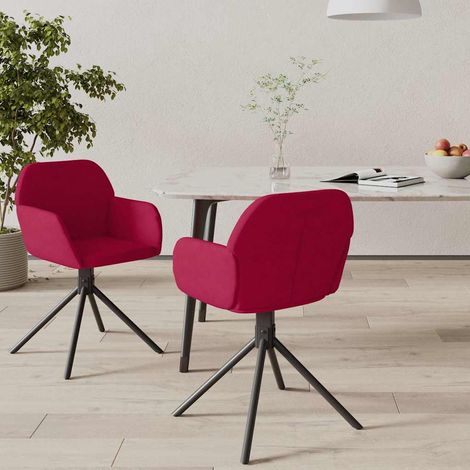 vidaXL Sillas de comedor giratorias 2 unidades terciopelo rojo tinto (1/5)