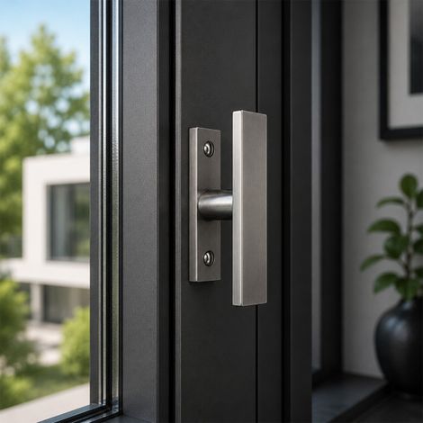 Ouvre&Déco - Bouton de fenêtre ZOE en zamak nickel mat – Entraxe 43 mm – Pour crémone – Style contemporain (1/5)