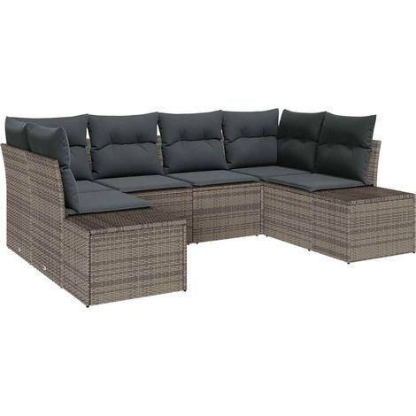 Maison Exclusive - Set Divano da Giardino 6 pcs Grigio Poly Rattan