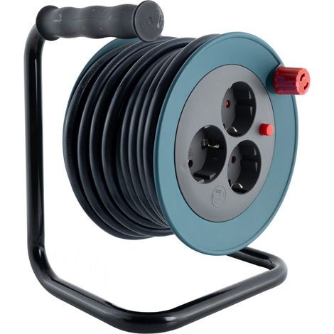 REV Kabeltrommel Innen 10 m H05VV-F3G1,5 mm² petrol 3x Schutzkontaktstecker (1/3)