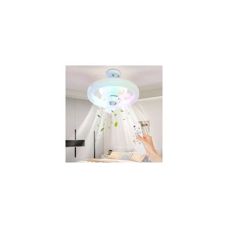 Ventilateur Plafond Silencieux avec Lumière RGB Télécommande, 3 Couleurs, Idéal pour Salon, Chambre, Ou Bureau